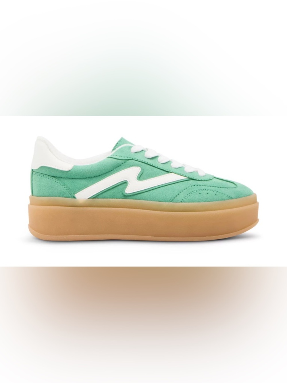 Madden Girl Green NEW IN 📦 Suede Retro-Inspired Sneakers with Cream Accents